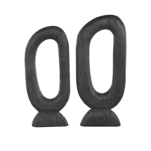 Escultura decorativa abstracta de madera de mango, set 2 piezas miniatura 6