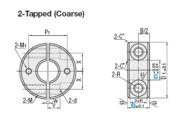 Shaft Collars - 2 Tapped Holes Two Piece Clamp-on 20mm 1pc