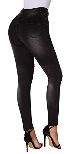roswear Women's Ripped Skinny Curvy Jeans Distressed Stretch Ankle Denim Pants2