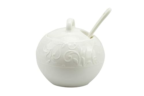 Bomboniera matrimonio zuccheriera con cucchiaino in porcellana bianca harmony PRMT24031