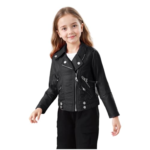 Veste de motard enfant en similicuir avec poches zippées pratiques