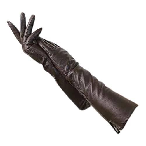 Guantes de Piel de Oveja para Mujer de Invierno 40-42 Cm Guantes de conducción de Cuero con Manga de Brazo par