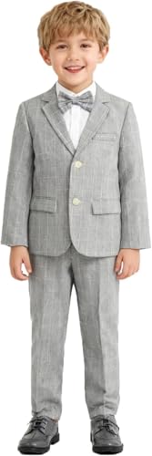 LOLANTA 3-teiliges Jungen Plaid Anzug Set, Eleganter Blazer für...