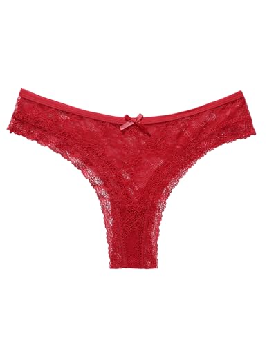 Image of Murimia Sexy Seamless Thongs for Women Lace Underwear Breathable Low Rise T-Back Panties