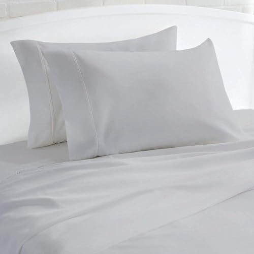 Image of 1000 Thread Count 100% Egyptian Cotton Pillow Cases, Set of 4 Pillowcase, Long-Staple 100% Cotton Breathable, Soft Sateen Weave Bed Pillow Cover, 20 X 30 Inches Pillowcases Light Grey Standard Size