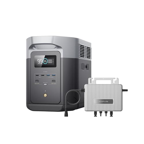 EcoFlow Delta 2 Max tragbare Powerstation 2048Wh, 0% VAT WLAN Stream Mikrowechselrichter 800W, LFP-Batterie mit 3000 Zyklen, 3000W Max Ausgangsleistung, Solargenerator für Zuhause, Camping, Wohnmobil