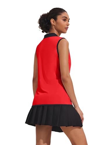 Image of COOrun Women's Golf Polo T Shirts Lightweight Moisture Wicking Sleeveless Shirt Quick Dry Zipper Tank Top