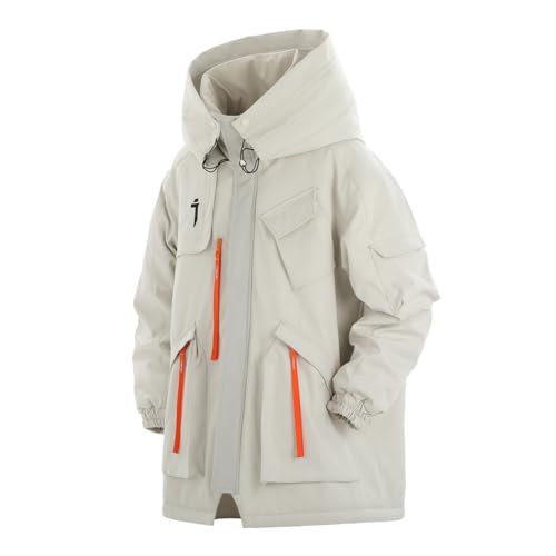 Men's Hooded Parka Jacket with Pockets Warm Streetwear Techwear