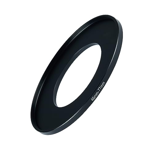 Image of 46mm to 77mm Step Up Ring Filter Adapter Black Metal Step up Adapter Rings Compatible with All Brand UV CPL ND Camera Lens Filter Step Down Ring (46mm-77mm)