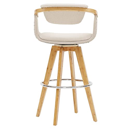 New Pacific Direct Darwin Fabric Bamboo Counter Bar & Counter Stools, Stokes Linen #TOP2