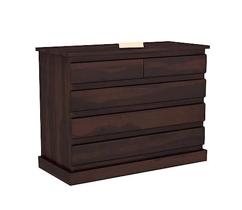 Image of Sheesham Wooden Chest of Drawers for Living Room with 5 Drawer - Solid Wood Chest of Drawers Wooden Drawer Cabinet Chest of Drawer for Bedroom Storage Cabinet (Elijah)