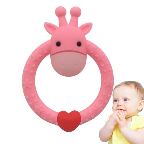 鹿のおしゃぶり、動物用シリコーンおしゃぶり - 赤ちゃん用シリコーン鹿おしゃぶり,掴みやすさ、柔らかく安全なシリコーン、かわいい子供女の子へのギフト、前歯と臼歯の歯が生えるのを和らげ、歯茎をマッサージします。