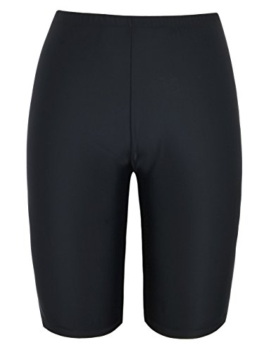 coastal rose Women's Swim Shorts Long Board Shorts UV UPF 50+ Bikini Bottom US20 Black