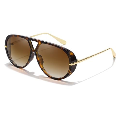 TJUTR Oversized Aviator Sunglasses for Women & Men, Retro Luxury Designer Sunglasses Big Shield Shades with UV Protection