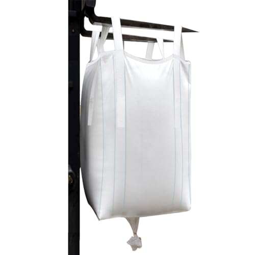 10 Psc Aolikebao FIBC Bulk Bags 1.5 Ton Bag 35.4"L x 35.4"W x 50"H 3300lbs or 45 Cubic Ft. SWL Safty Factor 3:1 Woven Polypropylene Bag Duffle Top Spout Bottom (10, A-white) by Aolikebao - Used condition - US$153.01