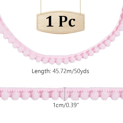 Nbeads OCOR-WH0086-77C-US6 50 Yards Mini Pom Poms Trims, 3/8 Inch Ball Fringe Trim Sewing Ribbon Crafts Pompoms Tassel Lace thumb #1