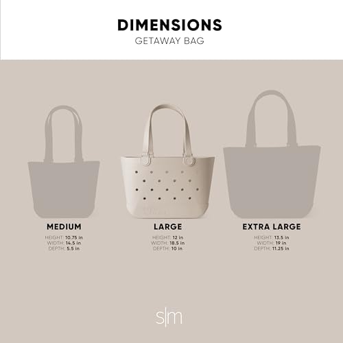 Simple Modern Beach Bag Rubber Tote | Waterproof Large Tote Bag with Zipper Pocket for Beach, Pool Boat, Groceries, Sports | Getaway Bag Collection | Almond Birch - Image 4