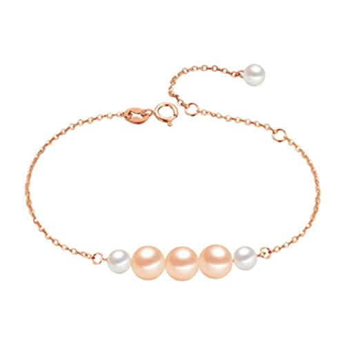 Bracelet de cheville or rose ajustable 18k anti-allergique avec 5 perles