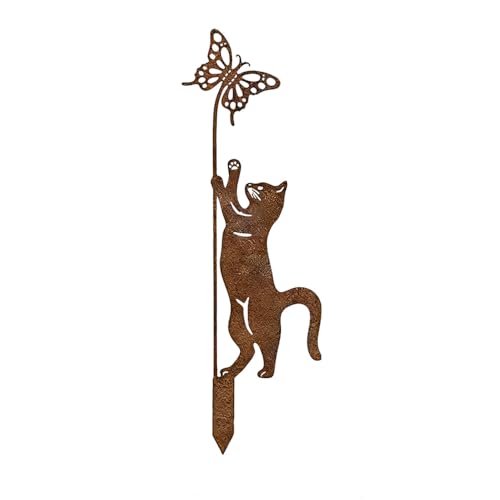 Homorro Decoration Jardin Exterieur Décoration Accessoires Fer Forgé pour Jardin Déco Métal Rouillé Chat
