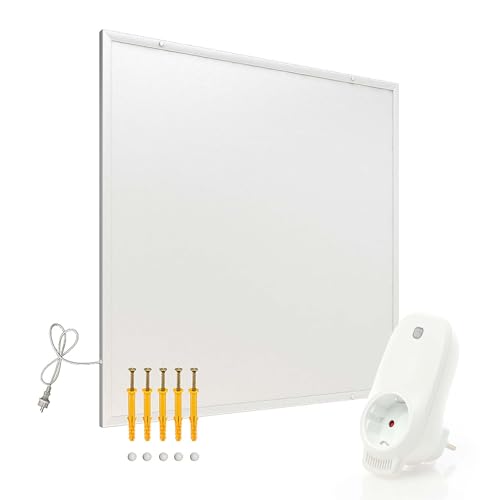 Wiltec Set calefactor infrarrojo 290W panel calefacción IR radiador eléctrico y termostato WLAN