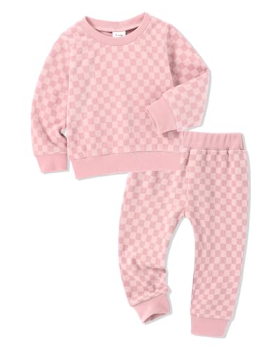 WESIDOM Toddler Girl Clothes Checkered Long Sleeve Pullover Tops + Pants Toddler Baby Sweatsuit Fall Winter Outfits