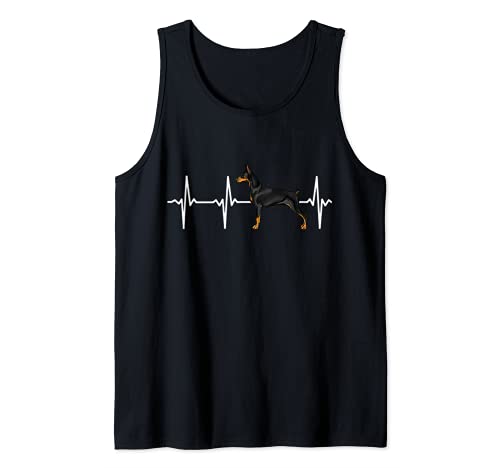 Doberman Pinscher Heartbeat Love My Dog Tank Top, Black