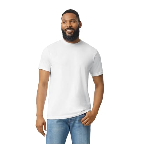 T-shirt Gildan Softstyle CVC blanc anti-déformation pour adulte taille S doux