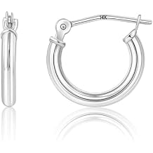 14k Gold Hoop Earrings for Women | Hypoallergenic Small to Large 12MM to 50MM Hoop Earrings with Secure Click Tops |14k Yellow or White Gold Classic Hoops in 2MM Thick Tube by MAX + STONE
