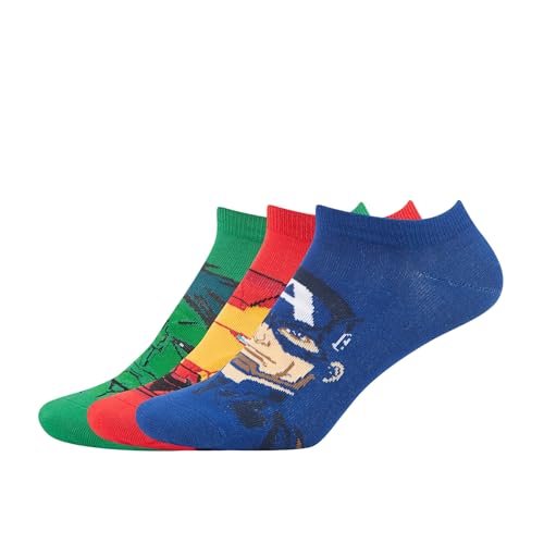 SocksXpress Marvel Men’s Lowcut Ankle Socks|Pack of 3 Pairs|Officially Licensed Iron Man, Captain America & Hulk Logo Designs|Combed Cotton Fabric Breathable Stretch Fit for Everyday Wear & Sports