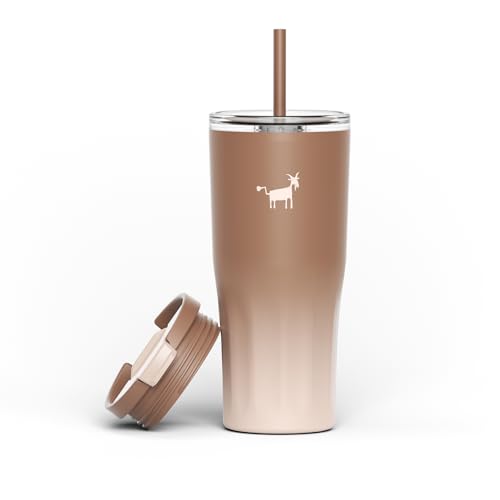 Cheerful Goat Coffee Cup Double wall sta inless Vacuum Ceramic Lined Cup 600ml/21oz (Latte Ombre)