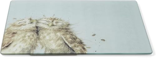 Salvamuebles de vidrio Wrendale Designs 'Birds of A Feather' con diseño de lechuzas, rectangular, verde miniatura 2