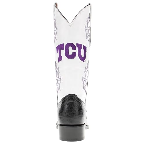 Image of Vaccari Men's Brooks Genuine Smooth Ostrich Leather NCAA Athletics Embroidery Western Cowboy Boots