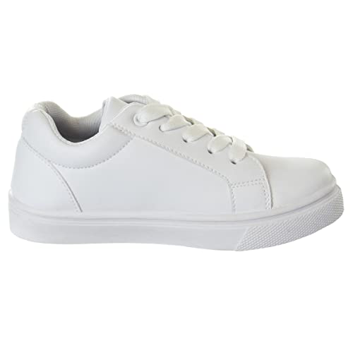 Image of French Toast Boys Girls Shoes -Unisex Athletic Casual Dress Kids School Uniform Loafer Oxford Canvas Tennis Sneakers (White /Black) (Little Kid /Big Kid)