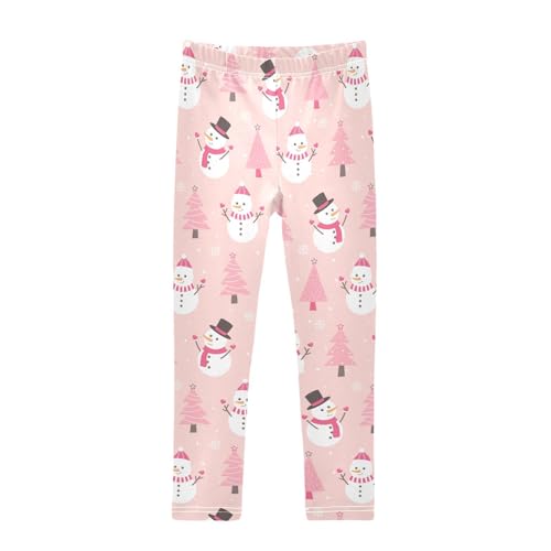 CaTaKu Girls Leggings Cute Christmas Snowman Tree Leggings for Girls Kids Athletic Workout Yoga Pants Size 4-10T