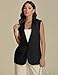 luvamia Long Vest for Women Business Casual Sleeveless Blazers Suit Vests Top Open Front Blazer with Pockets Work Office Work Wear Women Black X-Large Fits US 16-18