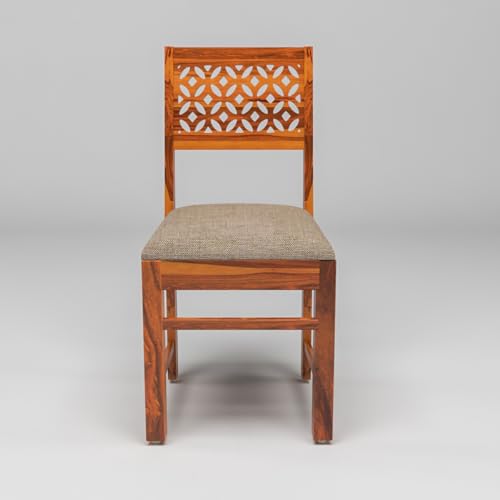 Image of Solid Sheesham Wood 6 Seater Dining Table Set with Cushioned Chairs for Dining Room | Living Room | Home & Office | Hotels Restaurant & Cafe (6 Seater, Honey A)