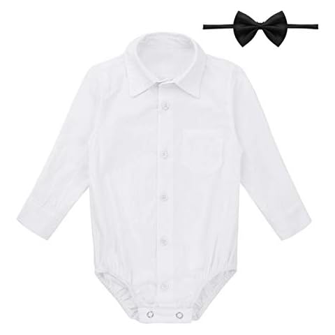 Freebily Baby Boys Long Sleeve Romper with Bow Tie Cover