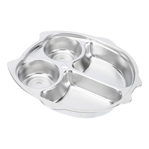 Alipis 1 Pc plato llano de acero inoxidable platos de fiesta tapa bochas servicio bandejas comida bandeja del compartimiento del almuerzo bandejas divididas de comida acero inoxidable 304