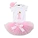 Geagodelia Babykleidung Set Baby Mädchen 1. Geburtstag Kleidung Outfit Body Strampler + Tüllrock Tütü Rock Neugeborene Kleinkinder Kindergeburtstag Geschenke 1 Jahr (Pink 492 - Kurzarm)
