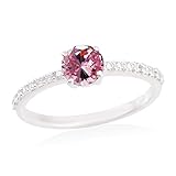 Erstellter runder facettierter rosa Cz-Ring mit Edelsteinen - 92,5er Sterlingsilberring Rosa-Rosa-Cz-Edelsteinring - Exporteur Schmuckgeschenk für Mama