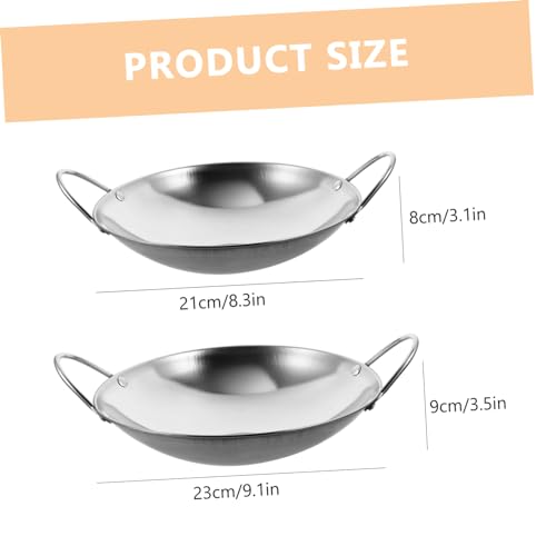 Wok de acero inoxidable con doble mango 2 piezas miniatura 2