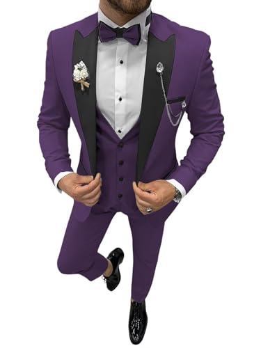 Wangyue Mens Tuxedo Suit 3 Piece Slim Fit Suit fot Men Wedding Formal Prom Tuxedo for Men Dinner Party