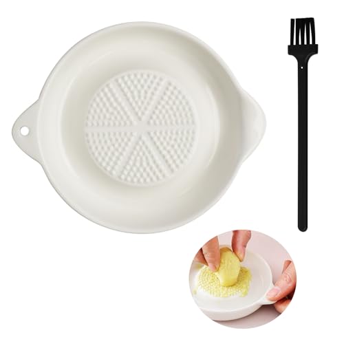 Rallador de Cerámica para Jengibre y Ajo con Cepillo, Rallador de Porcelana para Frutas, Verduras, Wasabi, Ajo y Jengibre, Fácil de Limpiar, Ideal para Zanahorias, Especias y Puré – Rallador de Placa