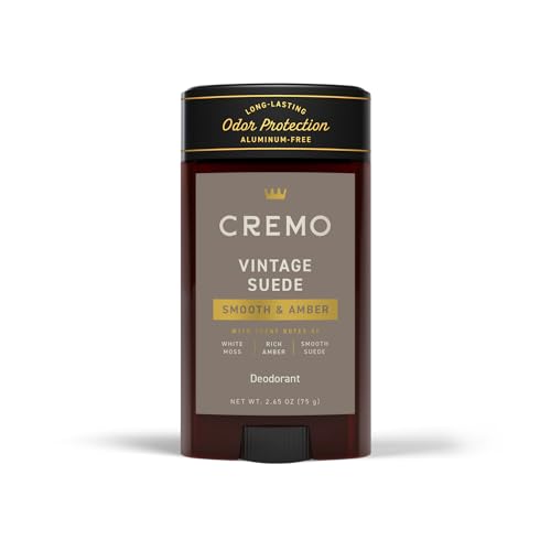Cremo Vintage Suede Aluminum Free Deodorant for Men 48-hour Long Lasting Odor Protection 2.65oz