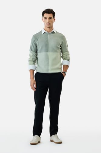 Image of SNITCH Men's Sweater | Color Block Acrylic Blend Regular Fit Crew Neck | Stylish Full Sleeve Lightweight Winter Knitwear for Casual Wear & Everyday Fashion