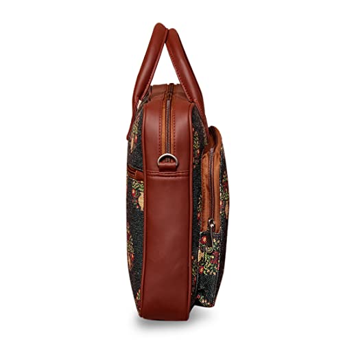 ZOUK Women Royal Green Mogra Print Laptop Bag (pack of 1)