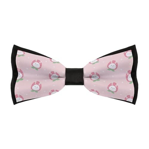 JYYAU Cute Strawberry Bunny Pattern Bow Tie Adjustable Necktie For Men Business Fashion Pre-tied Tie Neckwear Novelty Accessory For Weddings Party Festival
