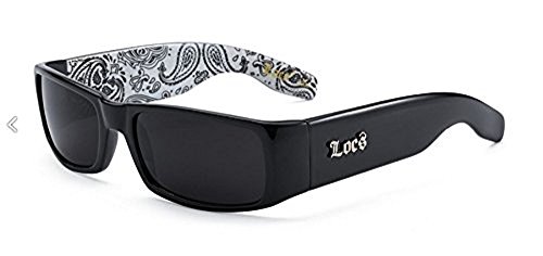 Image of LOCS Sunglasses Hardcore Black 0103, Black / Bandana White, Adult