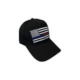 Thin Line Hat Cap - First Responder Hat - Polizei, Feuerwehr, EMS, bestickte amerikanische Flagge, Blue Line Red Line, schwarz, Einheitsgröße
