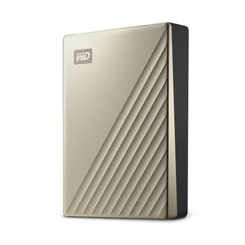 Image of Western Digital WD 2TB My Passport Ultra Portable Hard Disk Metal Drive, USB-C & USB 3.1 with Automatic Backup,Password Protection, Compatible with Windows&Mac, External HDD-Gold